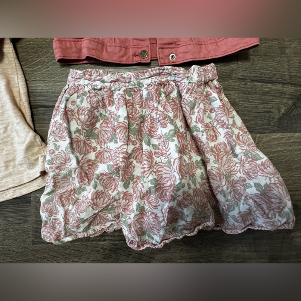 Girls 5t Gap White Dress, ON Pink Denim Jacket, Aspen Skirt/ Shirt Bundle Lot - Picture 4 of 9
